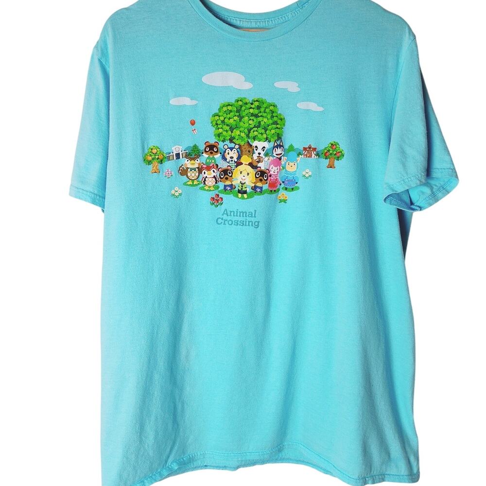 Animal Crossing Blue T-Shirt Large Character Group
